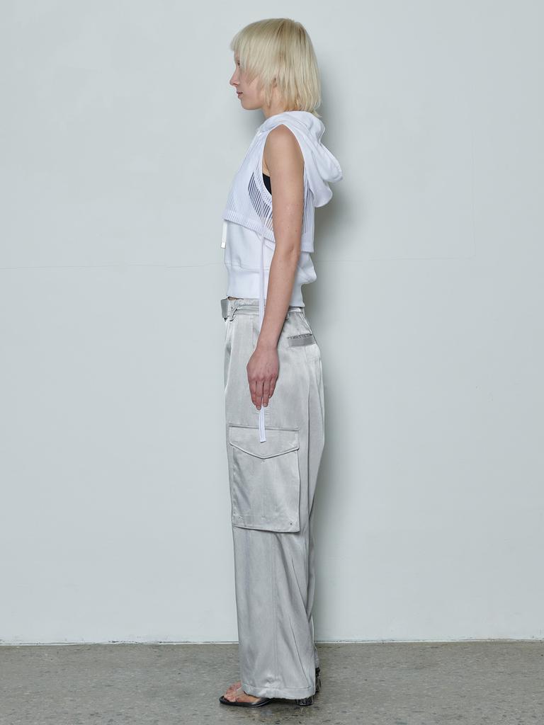 Lige Layered Hoodie Vest_Mesh White