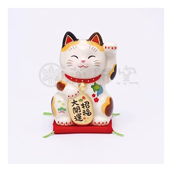 Yakushigama Colorful Lucky Beckoning Cat (Left Hand Raised, Size 3)