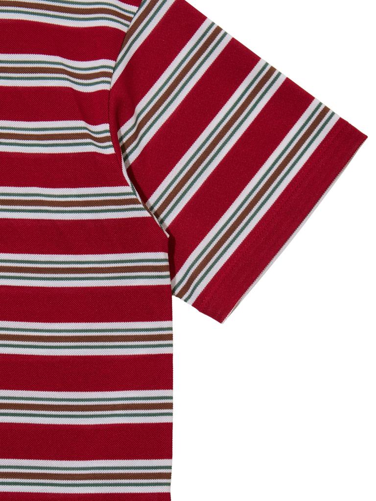 EIDER Ciel Women'S Striped Short Sleeve Polo Shirt_Dark Red
