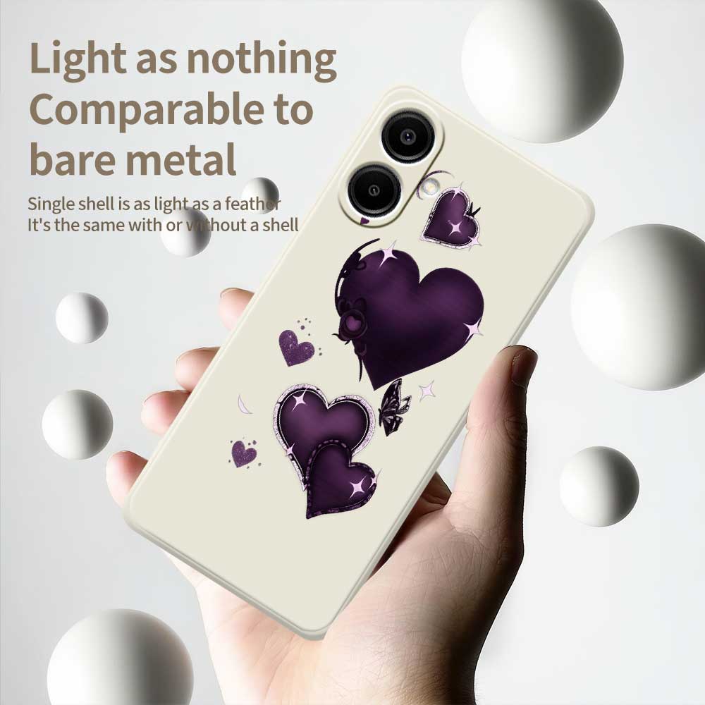 For Samsung Galaxy A07 4G Case Purple Love Pattern Printing Straight Edge TPU Phone Back Cover