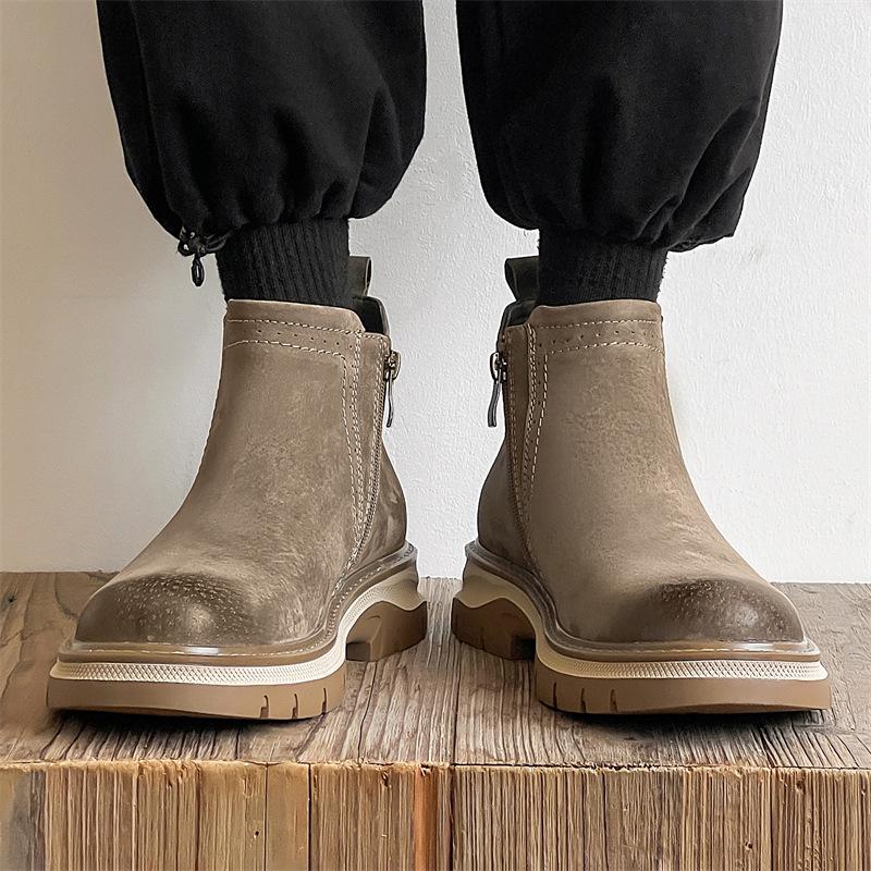 Men's Retro British Style High-Top Work Boots - Korean Inspired Trendy Martin Boots