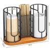 3-in-1 Coffee Cup Lid Holder Wooden Base Cup Dispenser Rack Paper Cup Dispenser  Office Kitchen Use