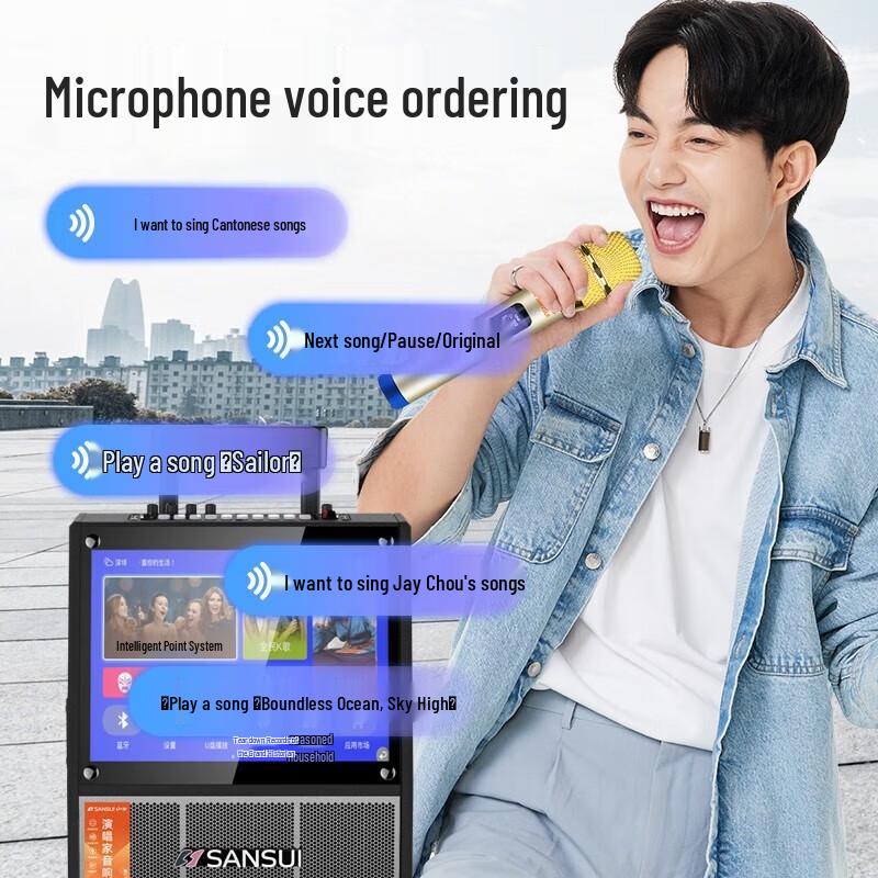 SANSUI Portable Karaoke Trolley Speaker System