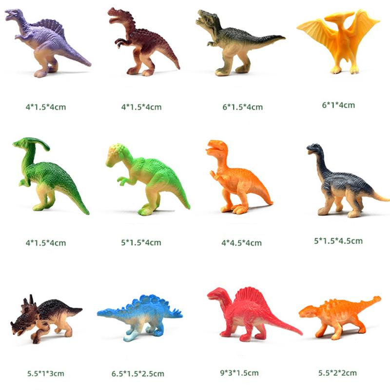 12/24pcs Simulated Dinosaur Model Toy Set Children's Party Gift Birthday Carnival Prize DIY Styling Desktop Decoration Ornaments