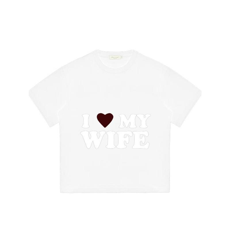 I Love My Wife T-Shirt Black Heart and Text Print for Couples Valentine Day Gift