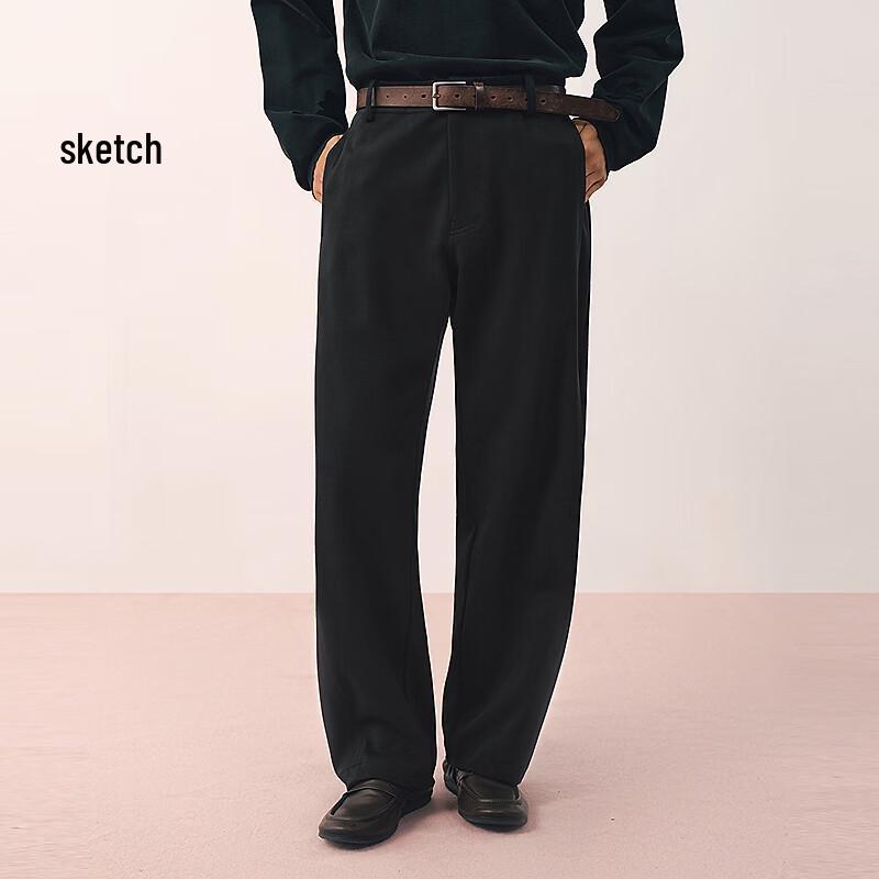 

CROQUIS Men s Loose Fit Curved Leg Knit Casual Trousers M