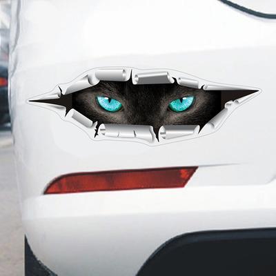 3d High Simulation Car  Stickers Eye  Voyeur Cat Eye Waterproof Car Stickers Acesssories