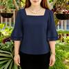 ZANZEA Blusa Elegante Casual da Donna con Scollo Quadrato, Maniche a Svasatura Ampie e Vestibilità Larga