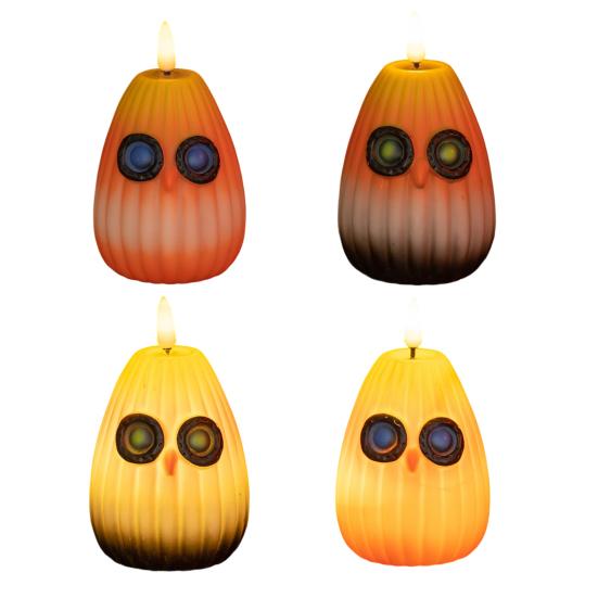 Autumn Owl Flameless Candle LED Night Light Battery Operated Flickering Candle Light Halloween Christmas Home Decor