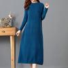 Plus-size Sweater Dress for Women in Autumn and Winter Long Knee-length Knitted Sweater Loose Solid Color Pullover