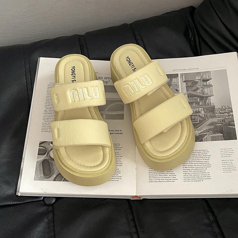 Fashion tribe Velcro blue platform sandals women's outer wear 2025 summer new non-slip beach shoes slippers