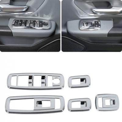 4X Interiör Fönsterhissknapp Ram Dekor Cover Trim för Dodge Ram 2018+ Krom