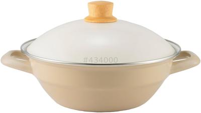 Fuji Emaillierte Keramik mit Topf, Emaille, Tischplatte, 24cm, Deckel, Induktion, Gas, Greige, HD-24.GG