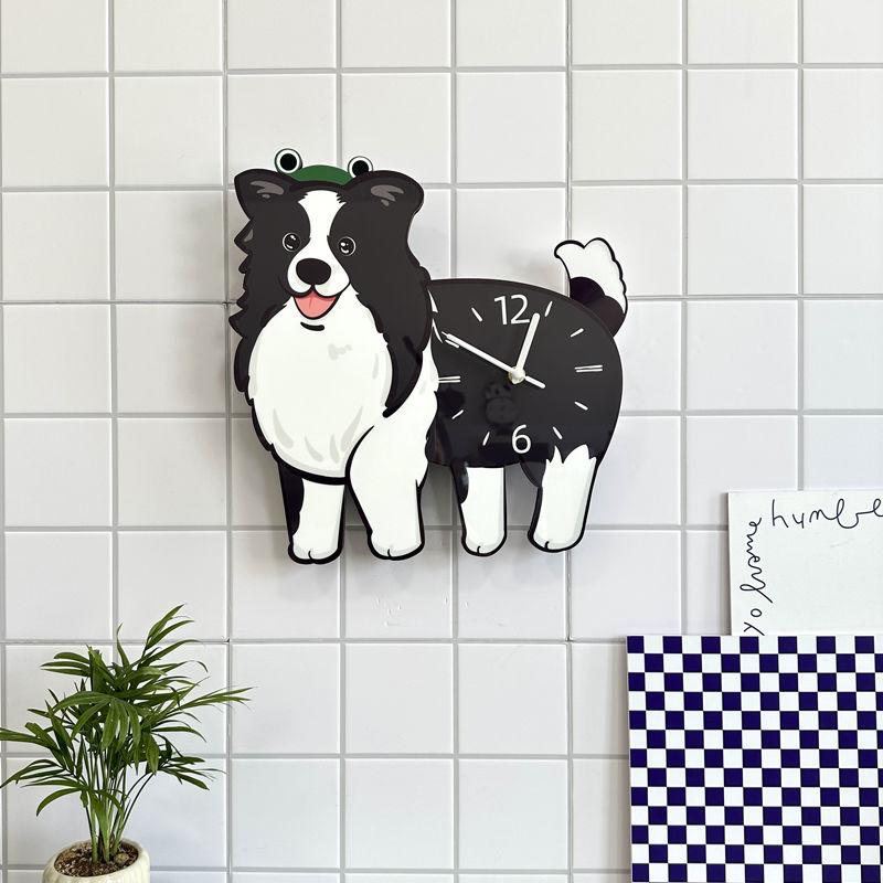 Cartoon Dog Creative Decoration Wall-mounted Clock, Living Room Pet Store Swing Style Wall Clock Ornament
