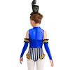 Girls Circus Costume Set Sequins Mock Neck Sleeveless Jumpsuit Press Buttons Metallic Oversleeve Top Hat