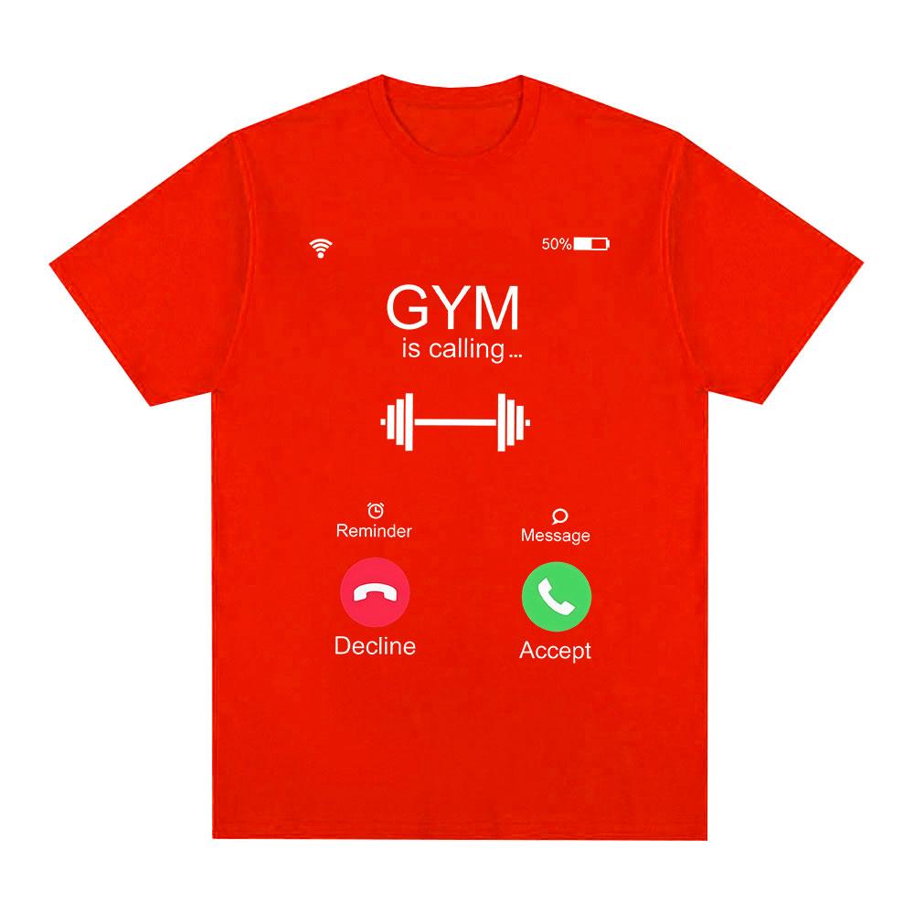 Incoming Call Gym Is Calling Funny TShirt Unisexs Women Fashion Casual Tshirts Cotton Loose Short Sleeve T Shirt Tops Streetwear S