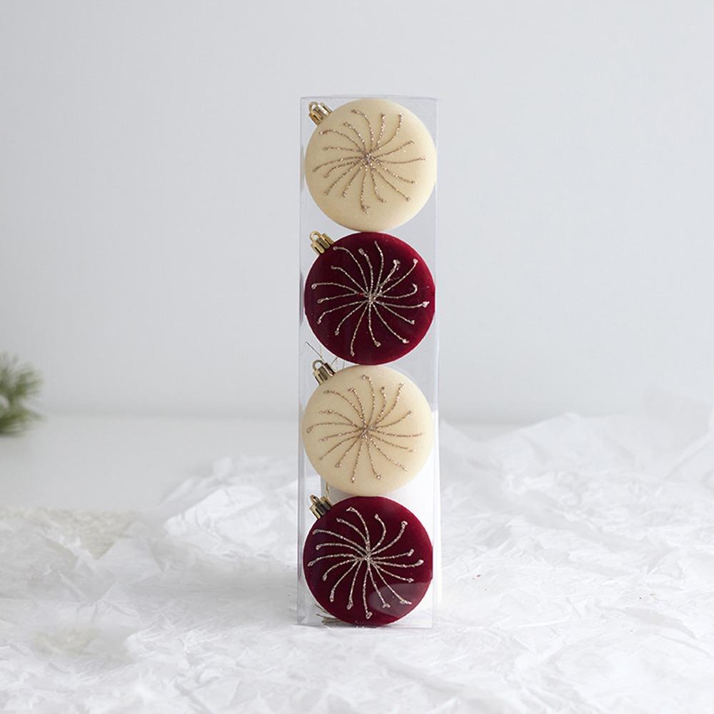 Glitter Flocked Christmas Balls Pendant Wine Red Merry Christmas Decor  Home New Year Decor