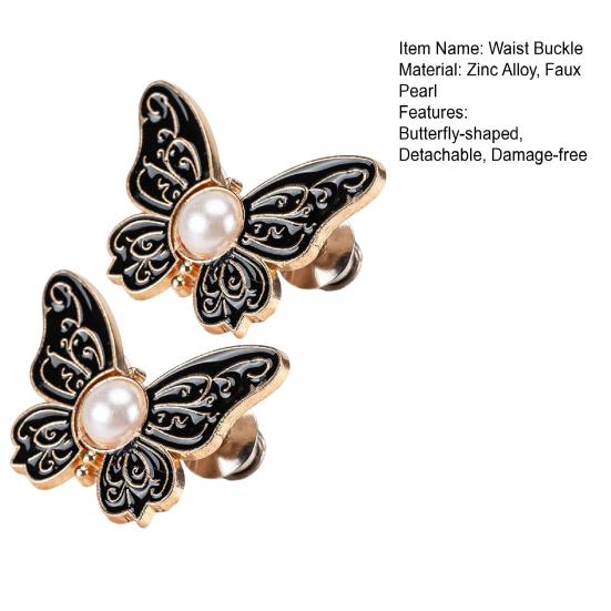 2Pcs Waist Butterfly Clips Reusable No Sew Pants Waist Tightener Buckle Clasp Detachable Butterfly Waist Cinching Button for Loose Jeans