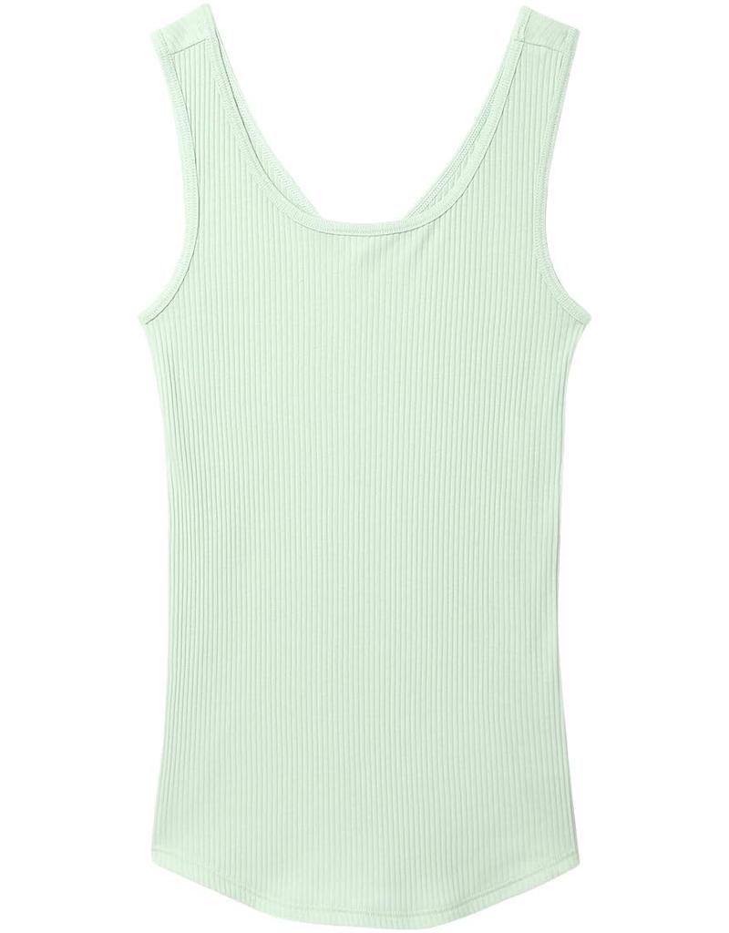 Unnanacool LS0101 Tank Cotton Style Ribbed Innerwear Women's Top, 100% (Body), 2-Way (U-Neck/V-Neck), Cotton,