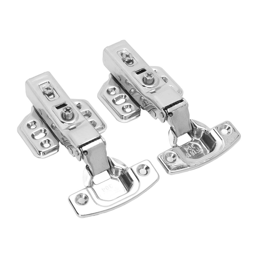 2Pcs Cabinet Hinges Stainless Steel 2.0mm Thick Thicken Base Electroplating Bright Wardrobe Hinge for Kitchen Bathroom