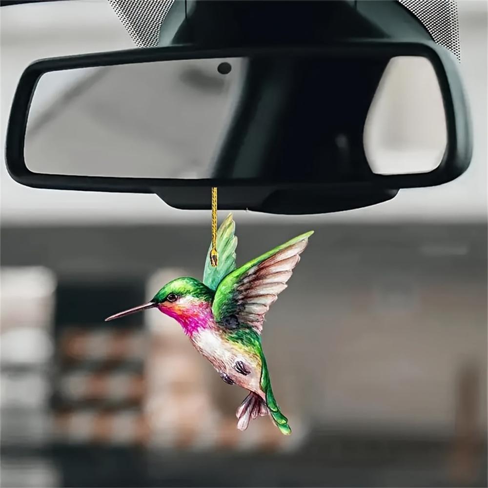 Pendente Colorato A Forma di Colibrì Piatto 2D in Acrilico Campanellino Parasole Ornamento per Finestra di Casa Decorazione da Giardino Decorazione per Auto