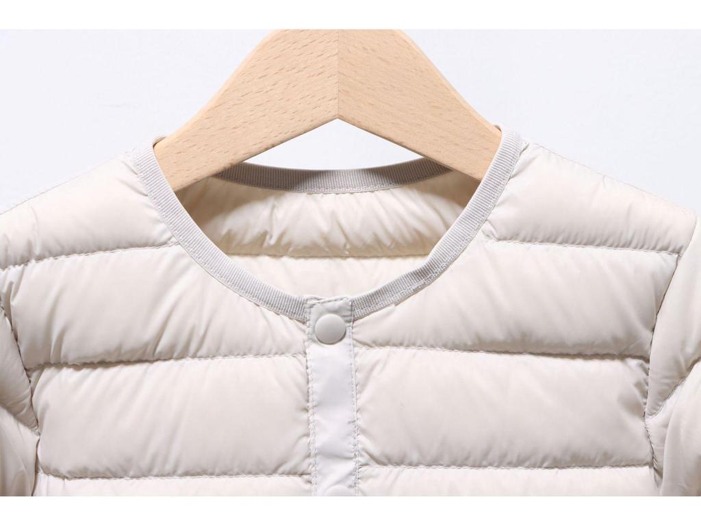 Dětská lehká péřová bunda: Chlapecká a dívčí školní uniforma, dlouhý rukáv, 90% prachové peří z bílé kachny, vnitřní vrstva pro střední a velké děti