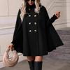 European and American Cape Woolen Coat Women's Autumn and Winter High-end Medium and Long Double-breasted Loose and Thin Coat