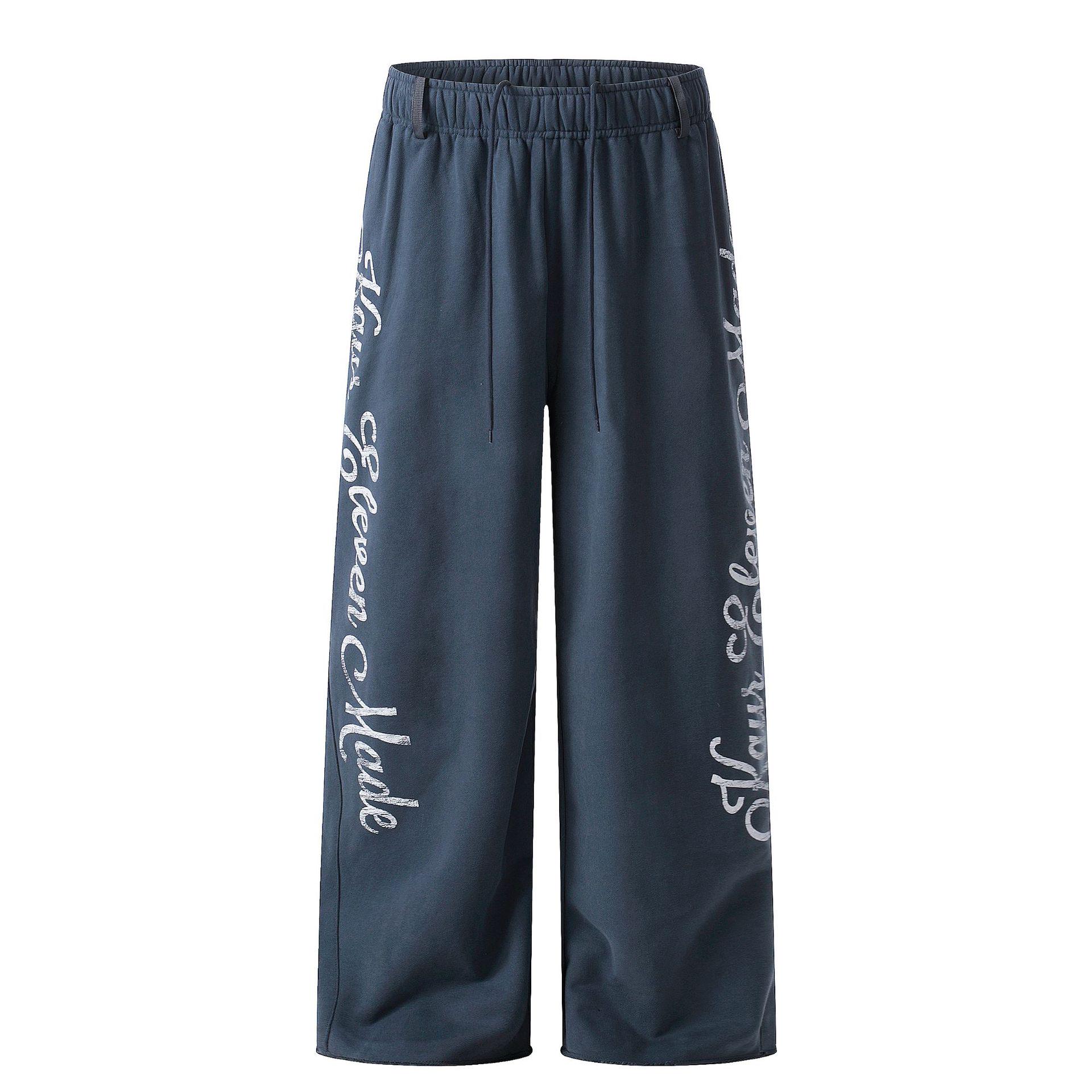 Yongfang Unisex American-Style Trendy Sweatpants: Loose Fit, Jazz Hip Hop Letter Print, Casual Straight & Wide Leg. Small