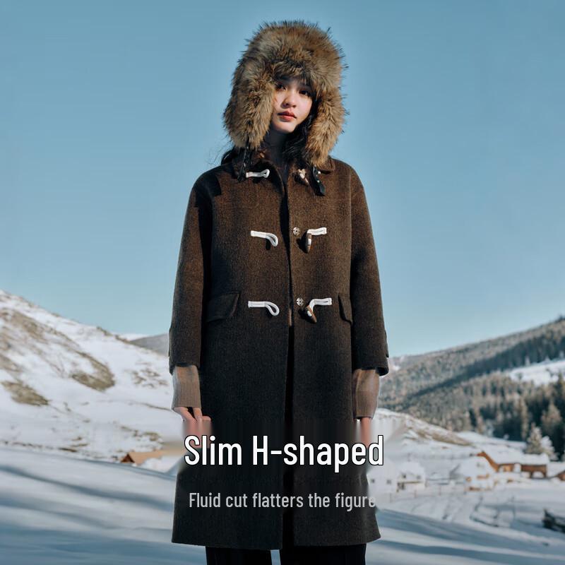 

Elegant Toggle Button Wool Blend Coat L