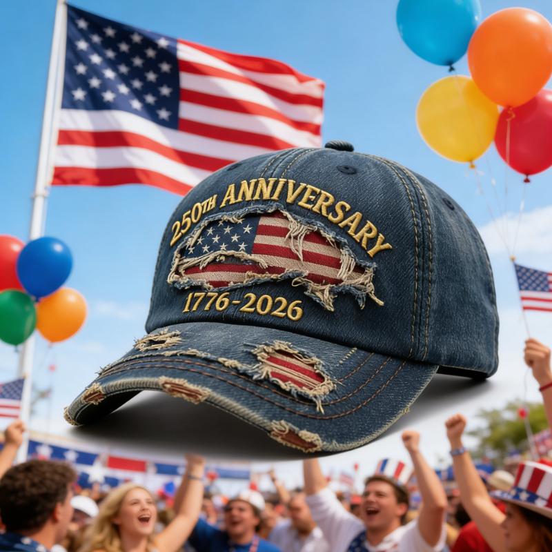 1pc USA 250th Anniversary Commemorative Baseball Cap for Men and Women,retro Washed Adjustable with Sun Protection for Daliywear