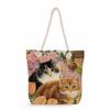 Flower Cat Print Thick Rope Single-shoulder Beach Bag 7262