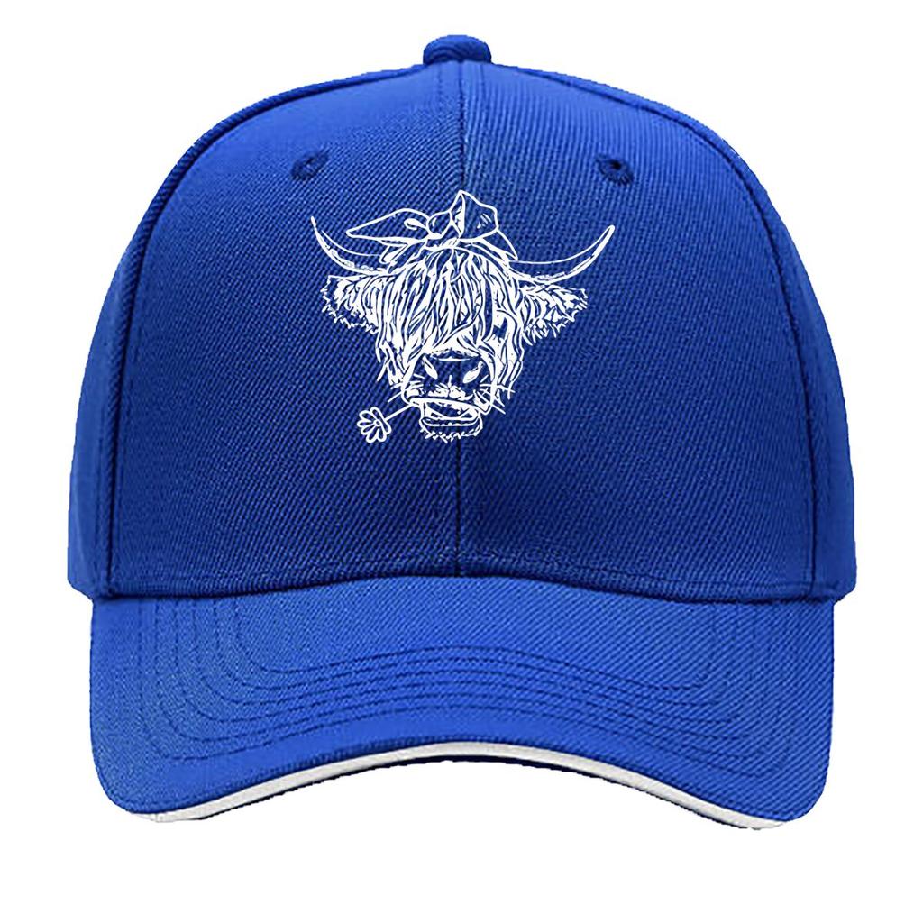 UnisexS Black Baseball Cap with Bull Head Print Stylish Versatile and Trendy Outdoor Hat for Casua Sandwich Baseball Cap