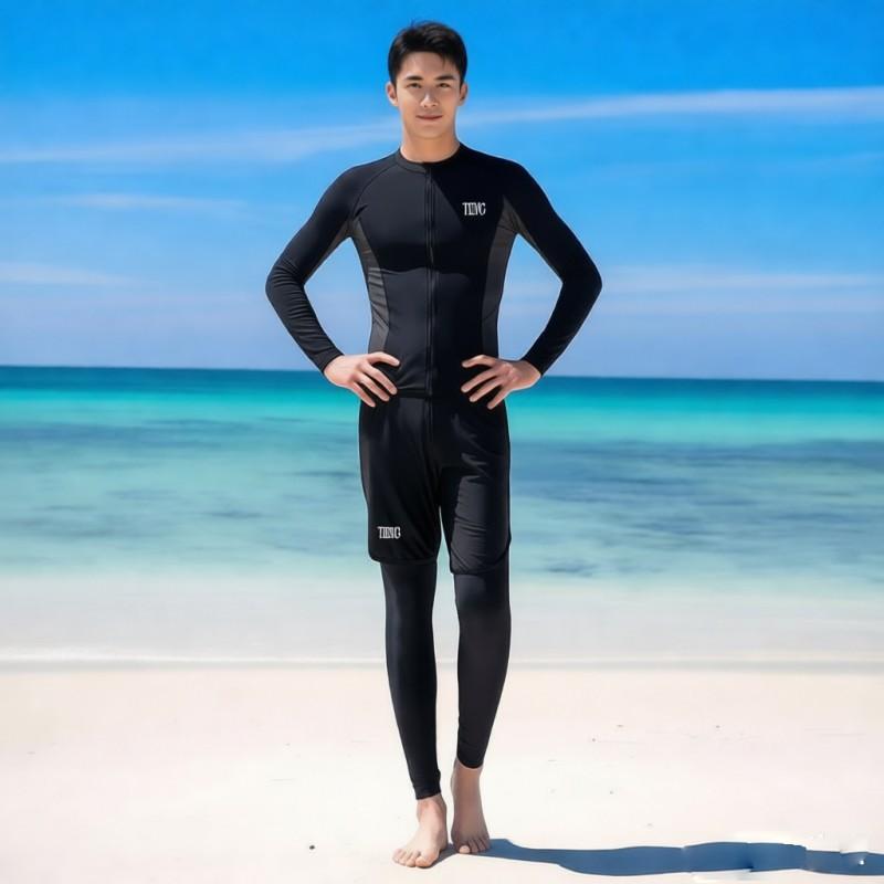 Mens 300g Split Wetsuit Set Long Sleeve Top Pants UV Protection Quick Dry Snorkeling Surfing Diving Gear