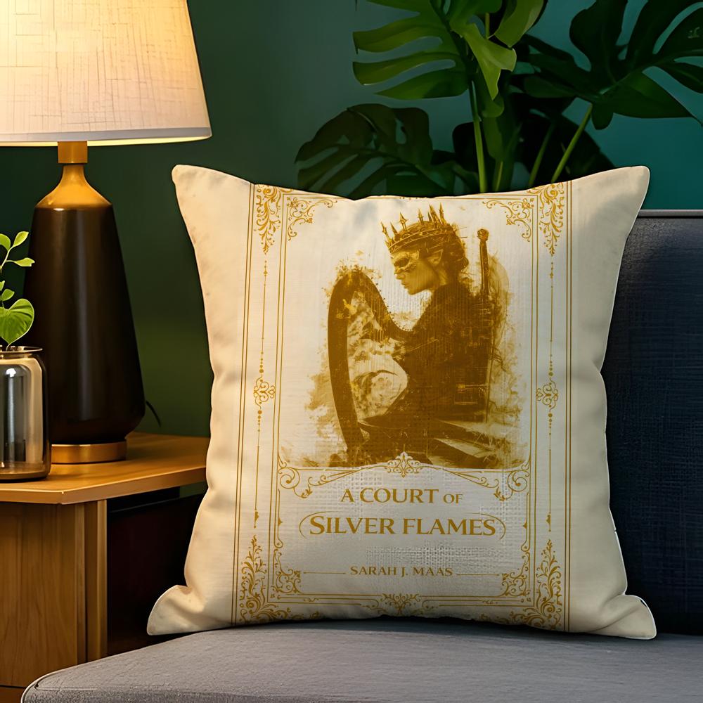 Novel A-A Court Of Thorns And Roses 2 Pillow Case Natural Linen Pillow Case Double-Sided Decor Sofa Pillowcase Home Decor
