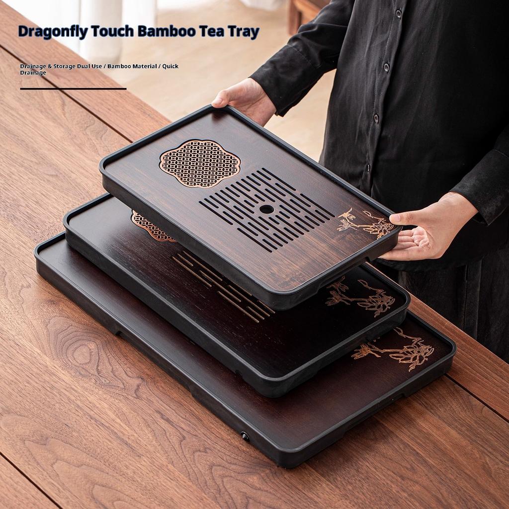 Gianxi Tea Tray 2025 New Home Use Compact Storage Drain Tea Table Tea Utensil Tea Tray Bamboo Tea Brewing Table Tea Tray