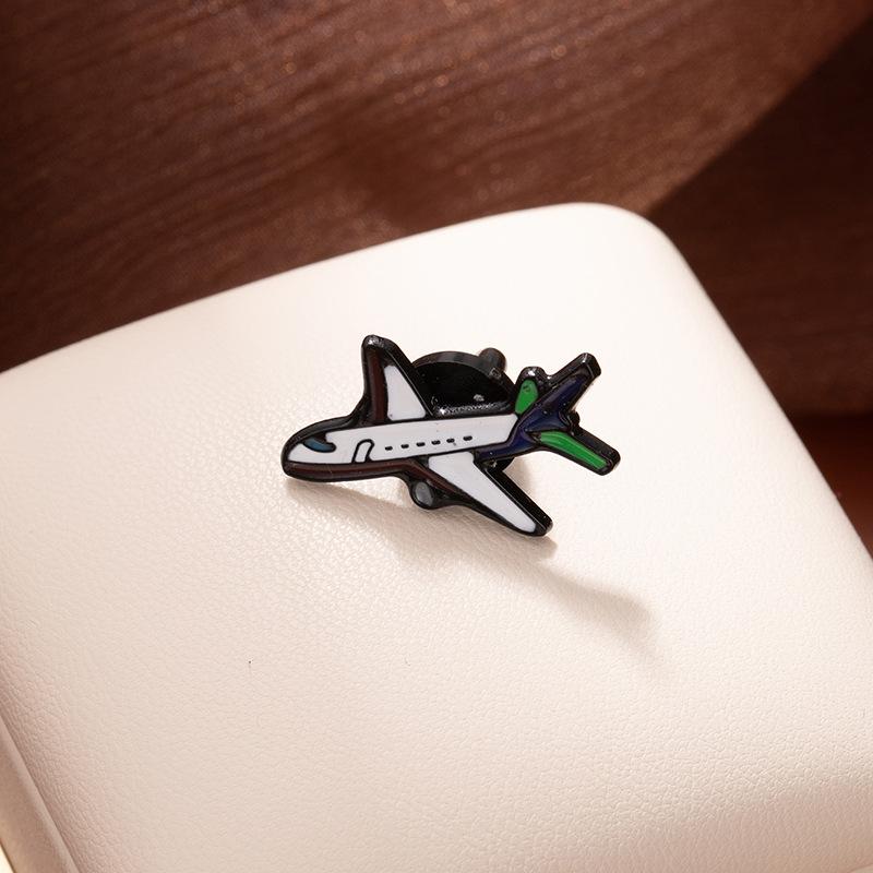 Модная Японская и Корейская Брошь-значок Маленький Самолет Полосатая Капля Масла Милая Брошь Металлический Значок-булавка Креативная Антибликовая Брошь-цветок