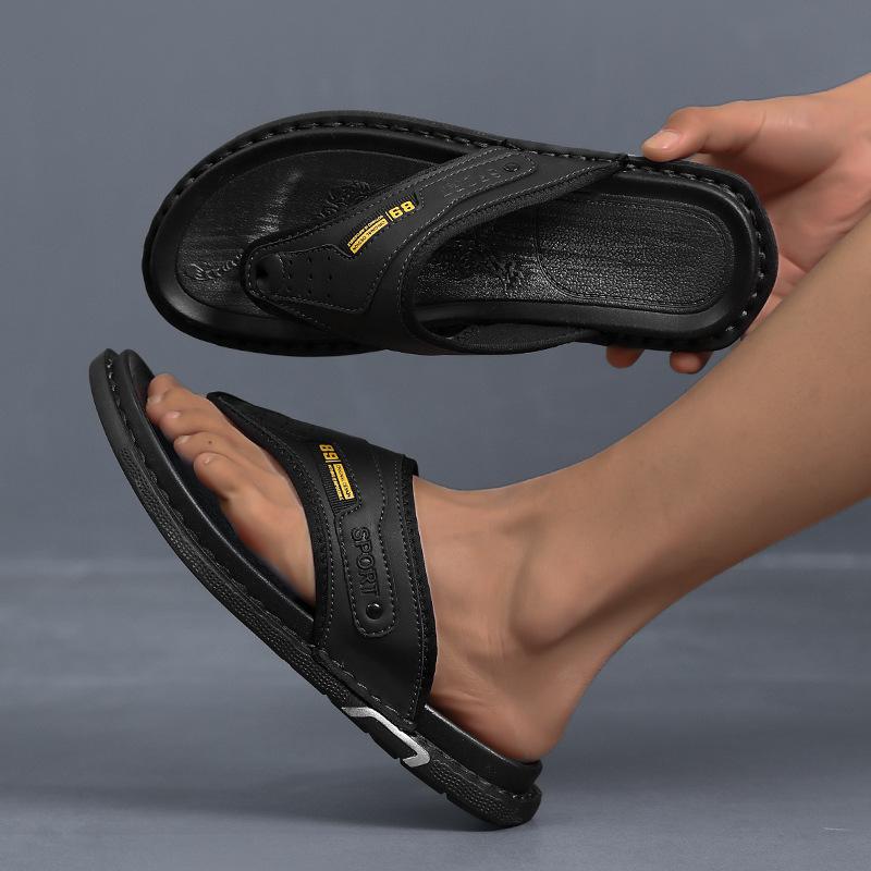 Slippers men's summer soft thick-soled non-slip and deodorant flip-flops, high-end and lightweight home outdoor beach sandals men's