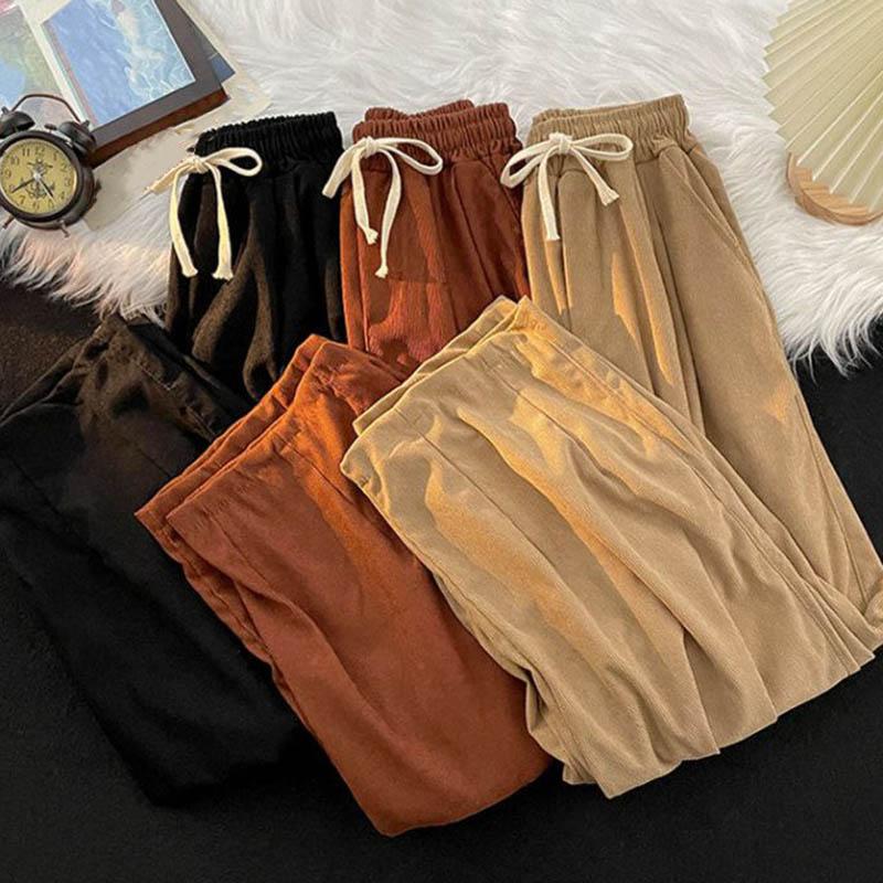 Pants for Women Elastic High Waist Long Trousers Plus Size Thickened Stretchy Versatile Casual Wide Leg Pants