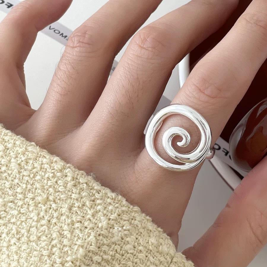 925 Silberringe für Damen Paar Minimalistisch Handgefertigt Einfach Runder Linienring Party Schmuck Geschenk Allergievorbeugend