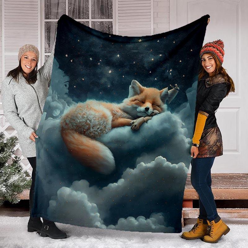 1pc Fox Printing Lightweight Flannel Blanket, Comfortable and Warm Blanket, for Camping Sofa Bed and Couch Office, in All Seasons, outdoor Blanket