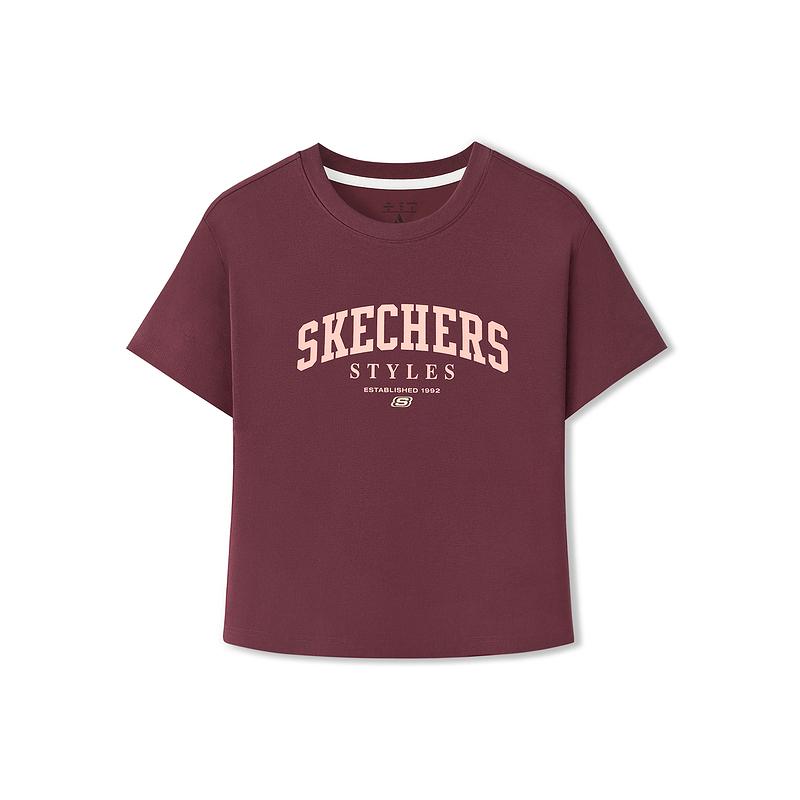 Skechers Letter Short Sleeve Round Neck Pullover Regular T-Shirt Women tops L226W051-03M0 M