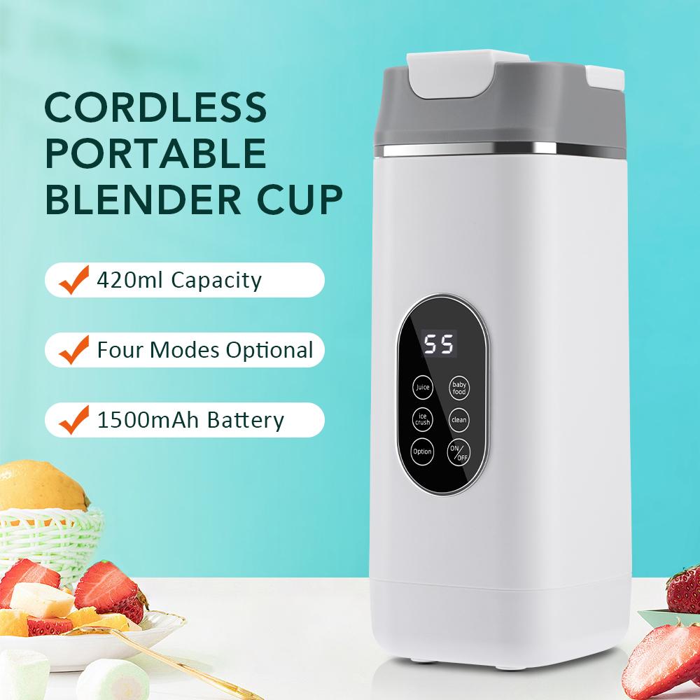 Portable 12 Blade Juicer USB Rechargeable Juicer 420ML Fruit Automatic Smoothie Blender 2 In 1 Blender Bottle Kitchen Tool