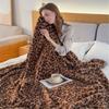 Skin Friendly Polyester Fleece Blanket Leopard Pattern Double Layer Thick for Sensitive Individuals