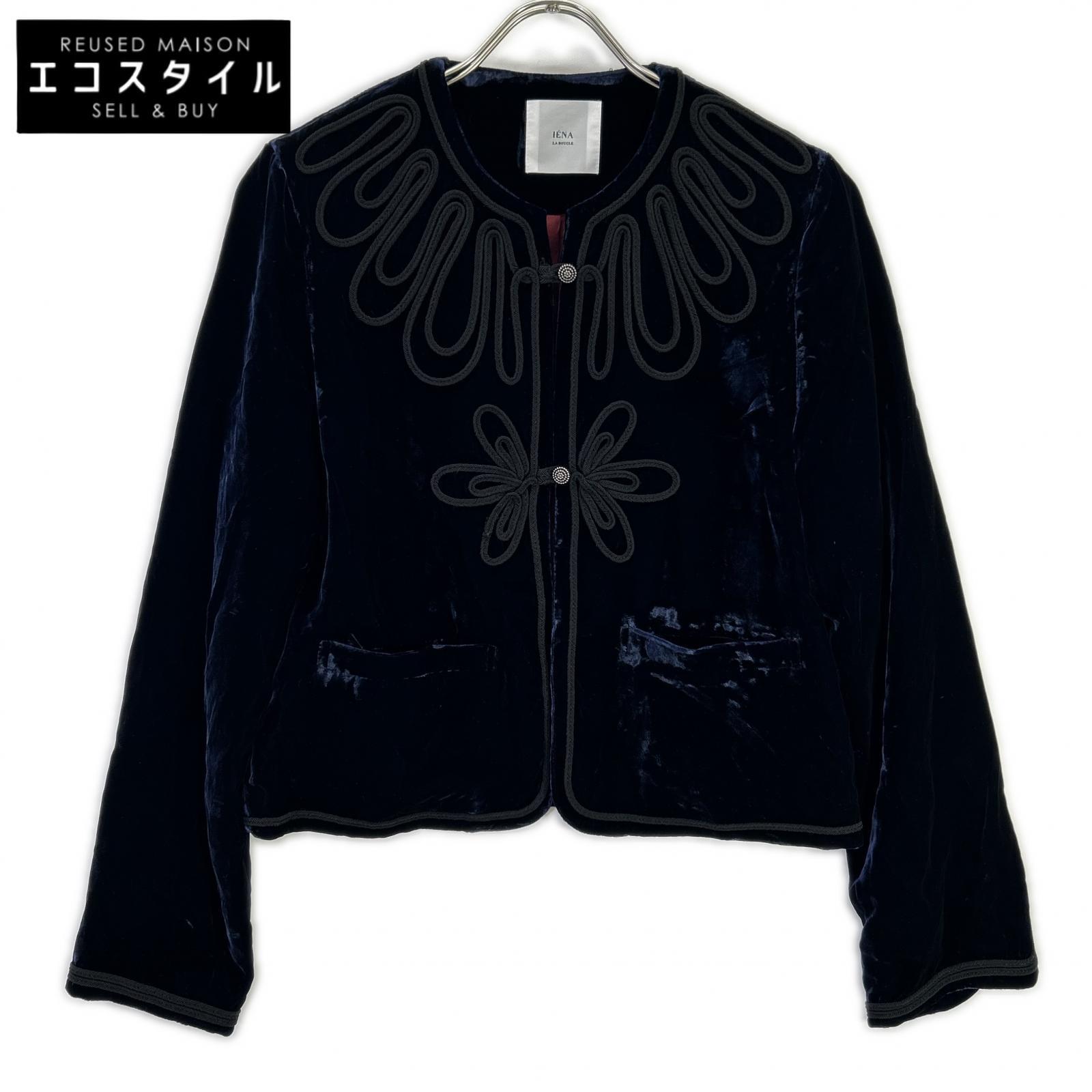 IENA 24 Year Navy Code Embedded Velvet Jacket Jacket No Notation Navy Ladies [Used]