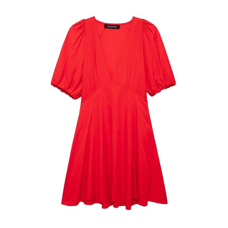 

Kaslead New Arrival Women s Clothing Fashion Style Fashion Minimalist Puff Sleeves Mini Dress 9878161 Red L