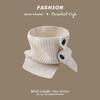 Korean Style Women's Knitted Woolen Neck Gaiter & Scarf with Buttons