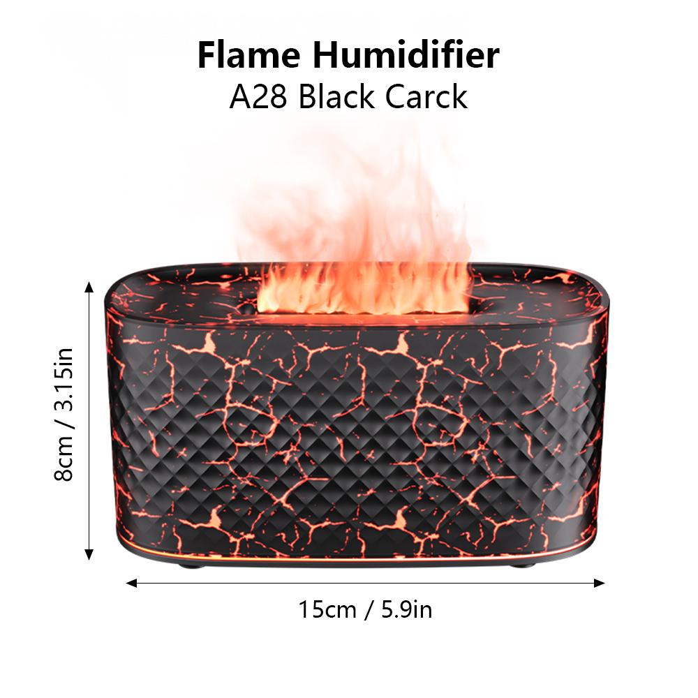 2-in-1 Ultrasonic Essential Oil Diffuser and Colorful Flame Night Lights Fine Water Mist USB Air Humidifier for Home Office Gift