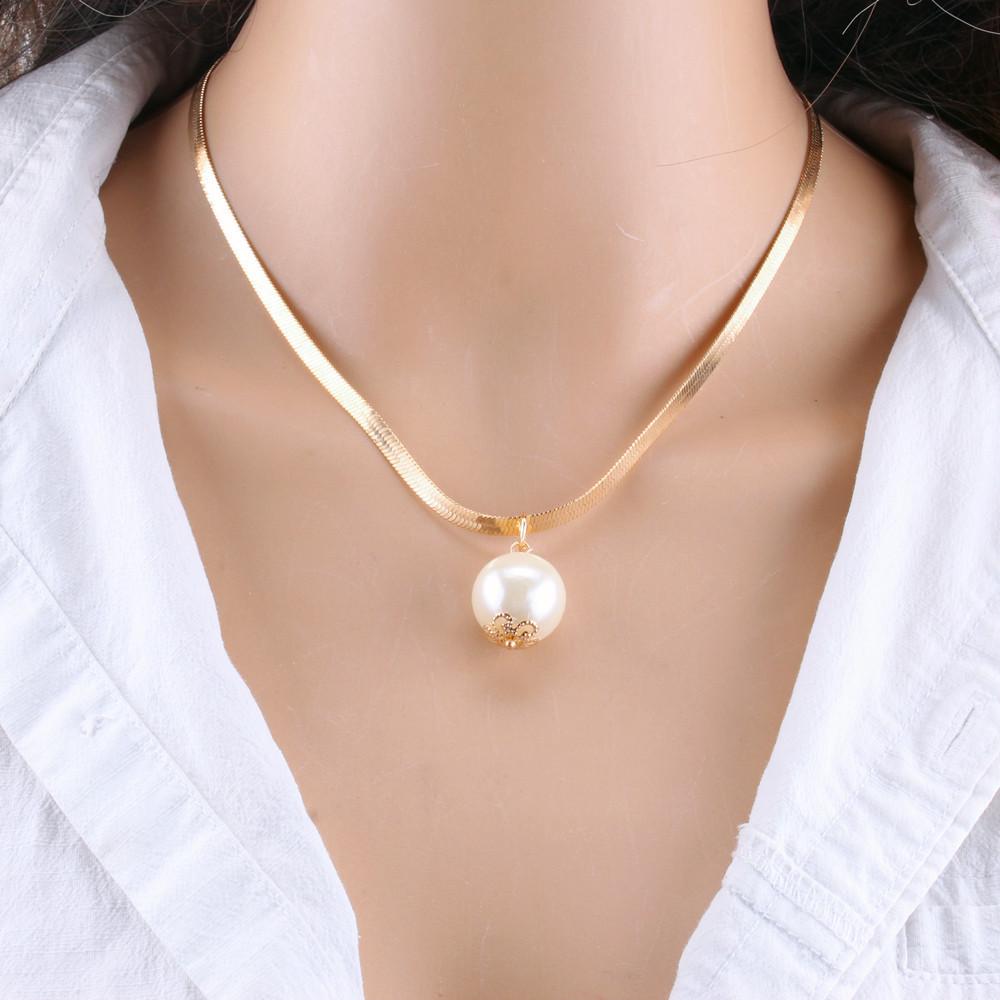 Vintage Copper Snake Chain Baroque Pearl Portrait Necklace Set for Women