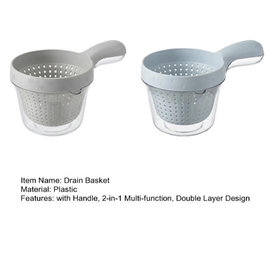 1/2Pcs Double Layer Drain Basket with Handle 2-in-1 Strainer Storage Container Small Vegetable Fruit Mini Berry Tomato Grape Washing Colander Bowl