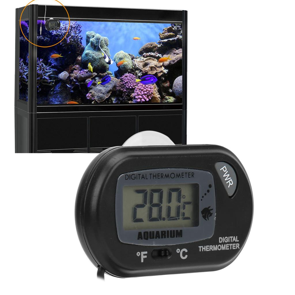 LCD Digital Aquarium Thermometer, Large Display, Waterproof Probe, C degrees CelsiusF degrees  Conversion, -50 degrees C . +70 degrees C Temperature R